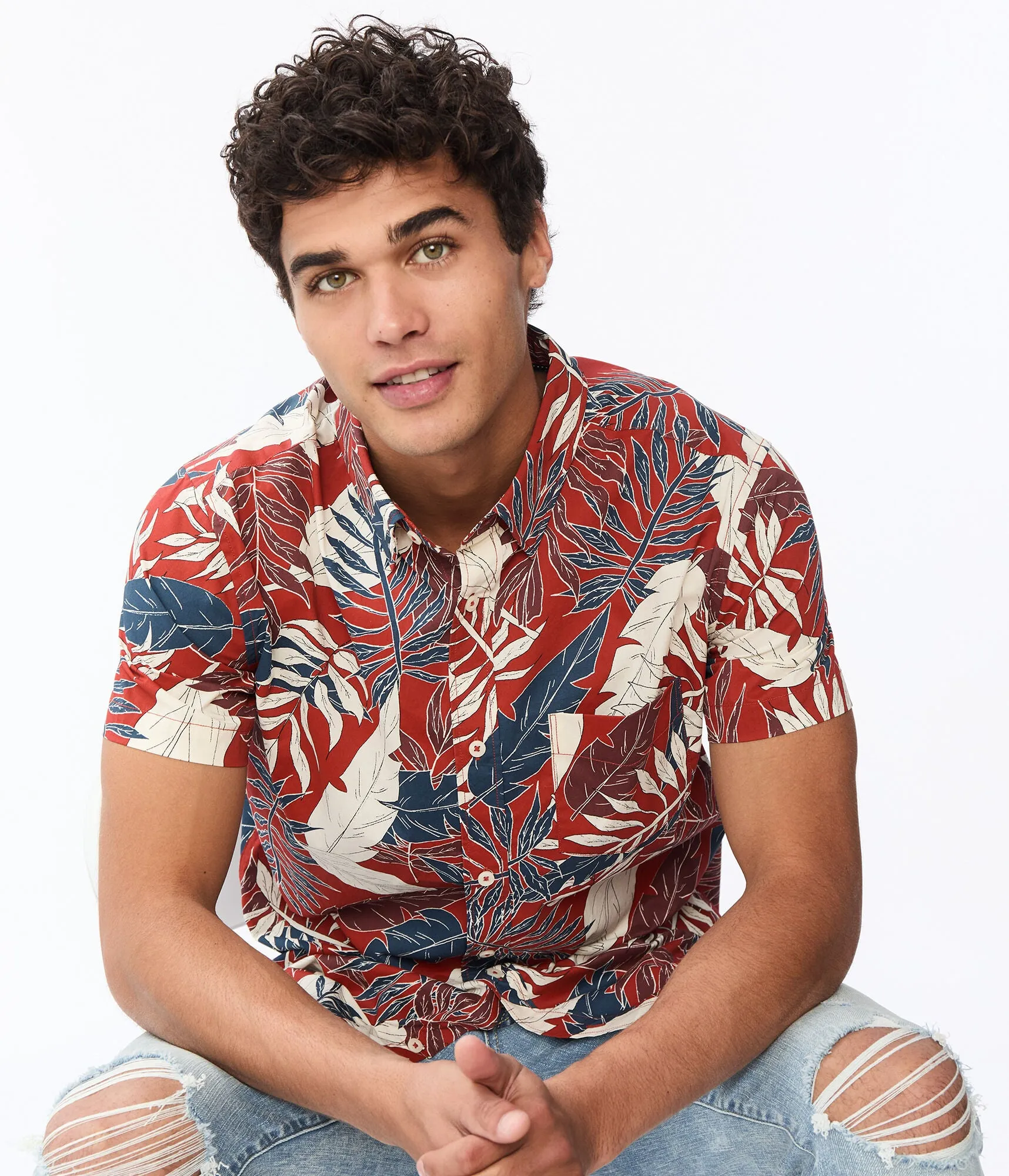 Aeropostale Bold Leaf Button-Down Shirt