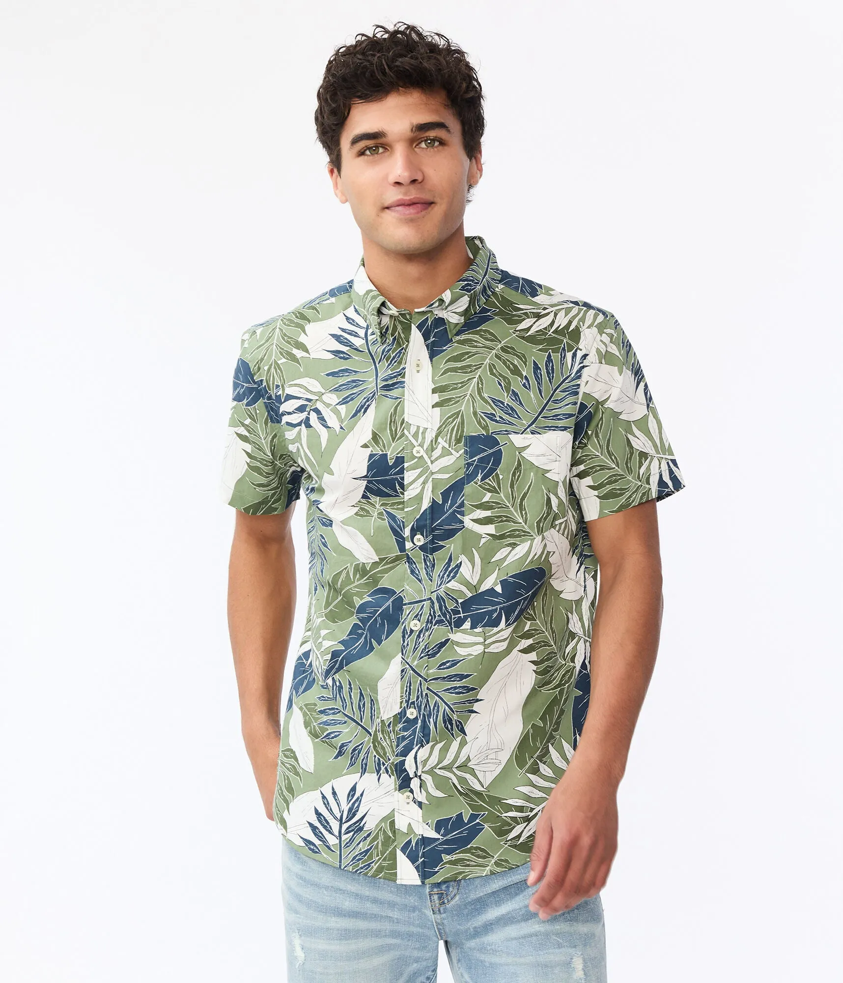 Aeropostale Bold Leaf Button-Down Shirt