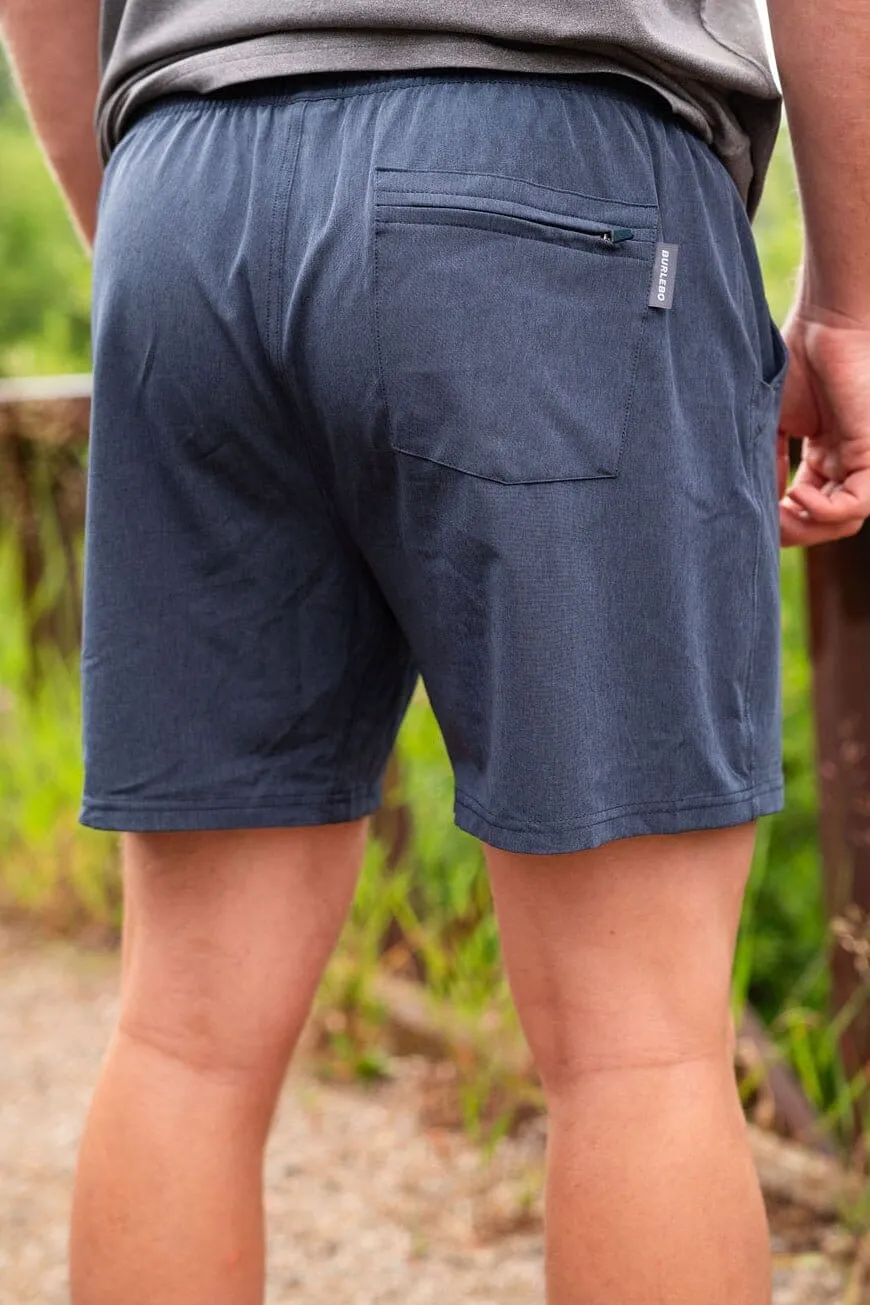 Athletic Short - Heather Navy - American Flag Liner