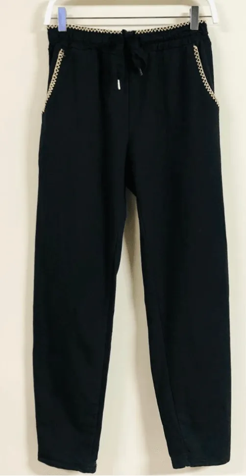 Black Jogger Pants with Lurex Edging By Venti6 62033-W22