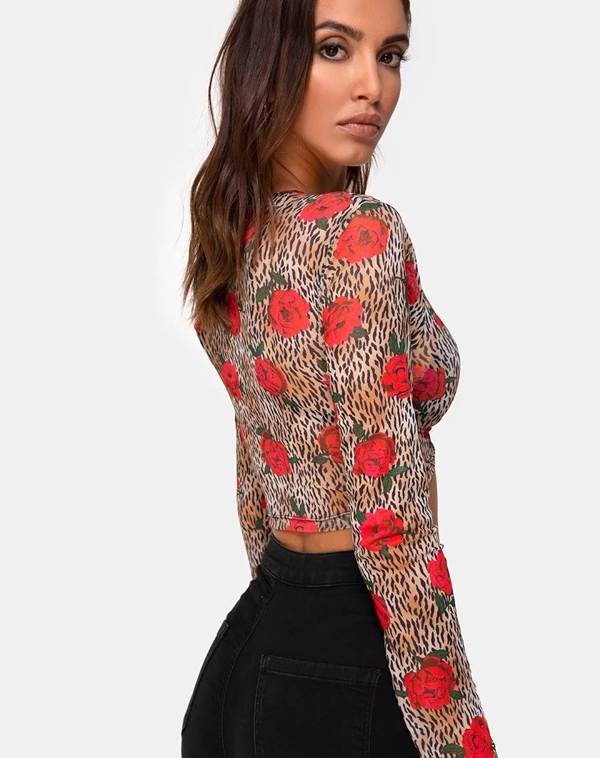 Bonnie Crop Top in Tiger Rose