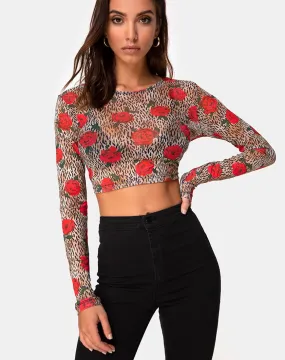 Bonnie Crop Top in Tiger Rose