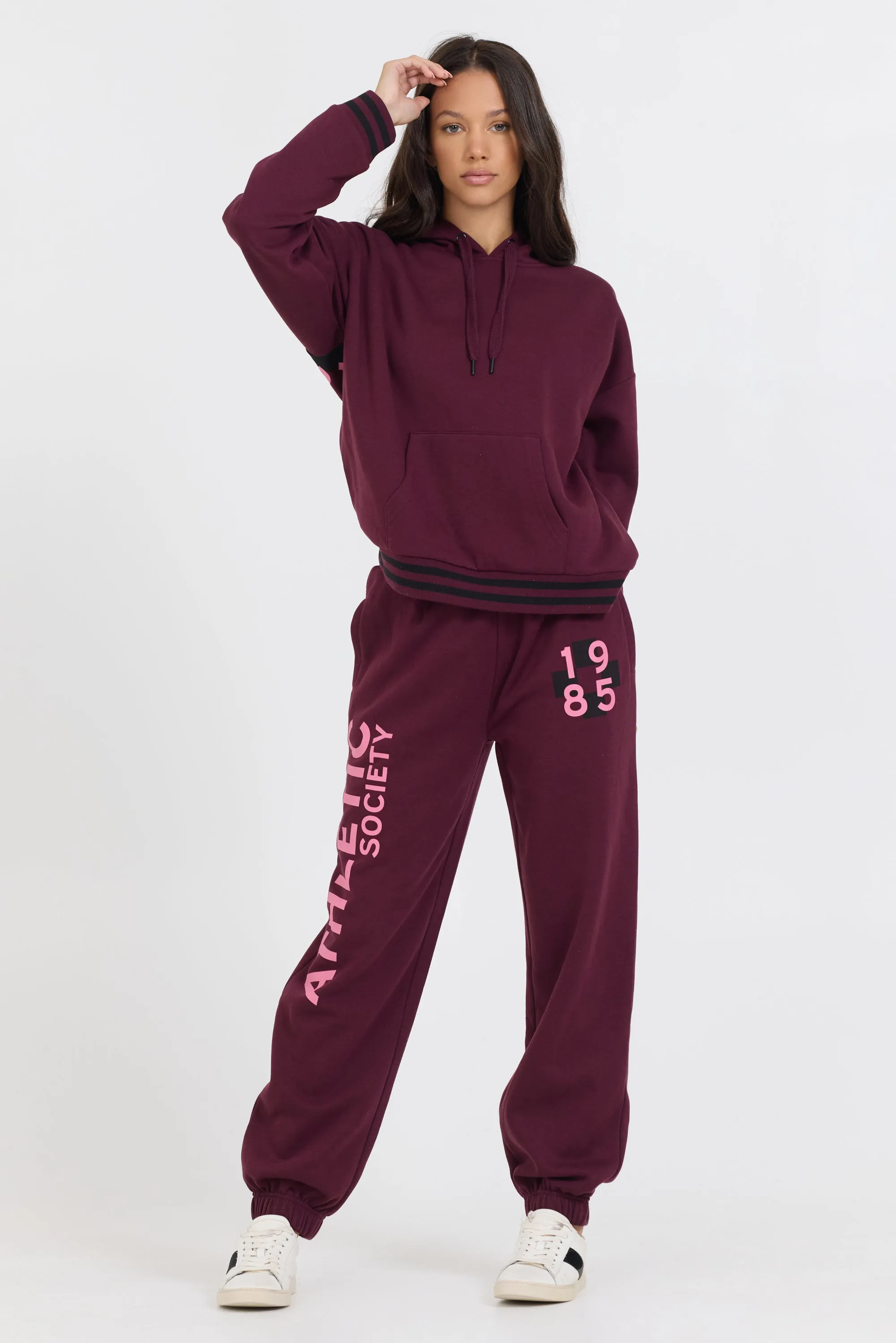 Cabernet W/ Rose Printed Heavy Surf Wash Jogger