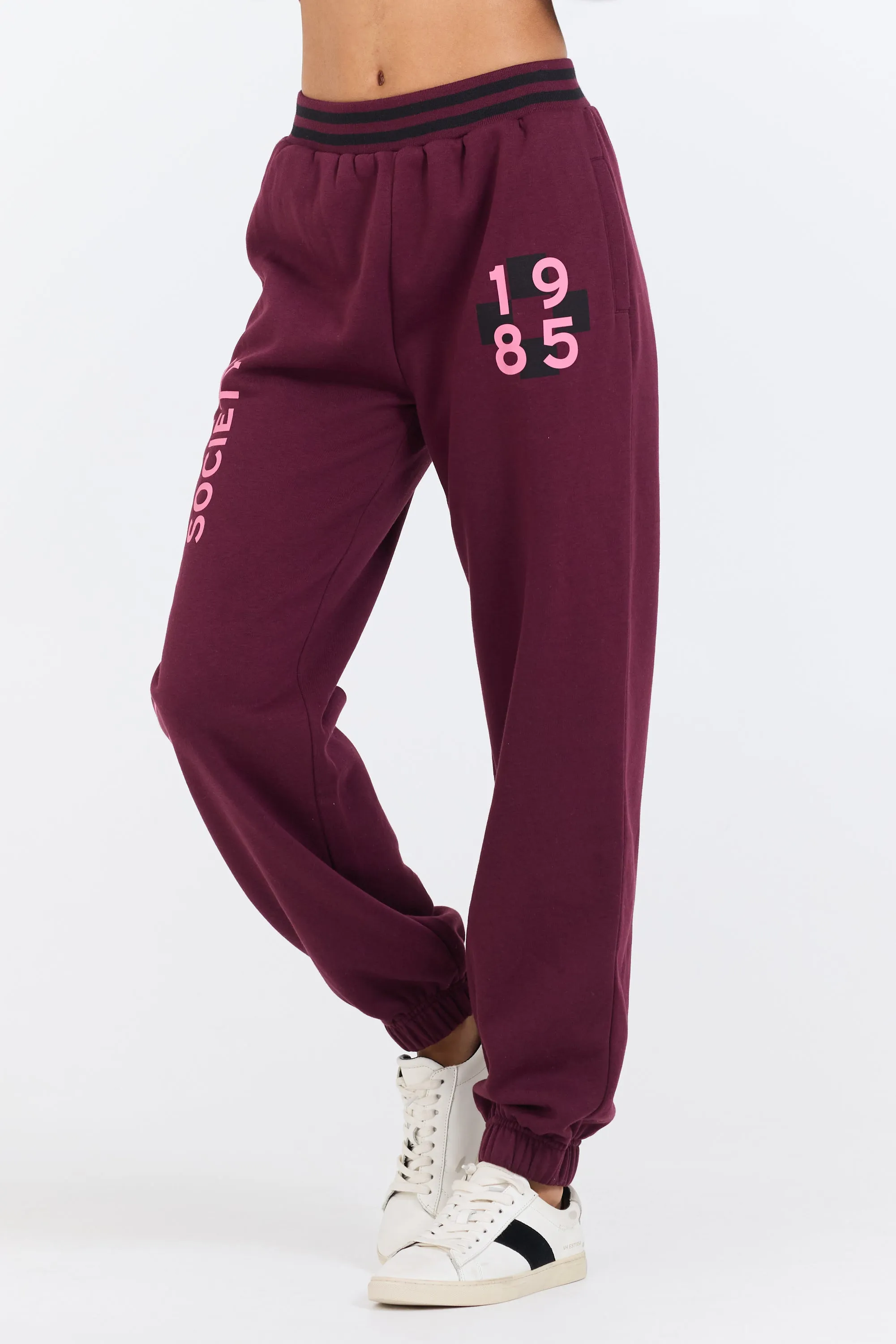 Cabernet W/ Rose Printed Heavy Surf Wash Jogger