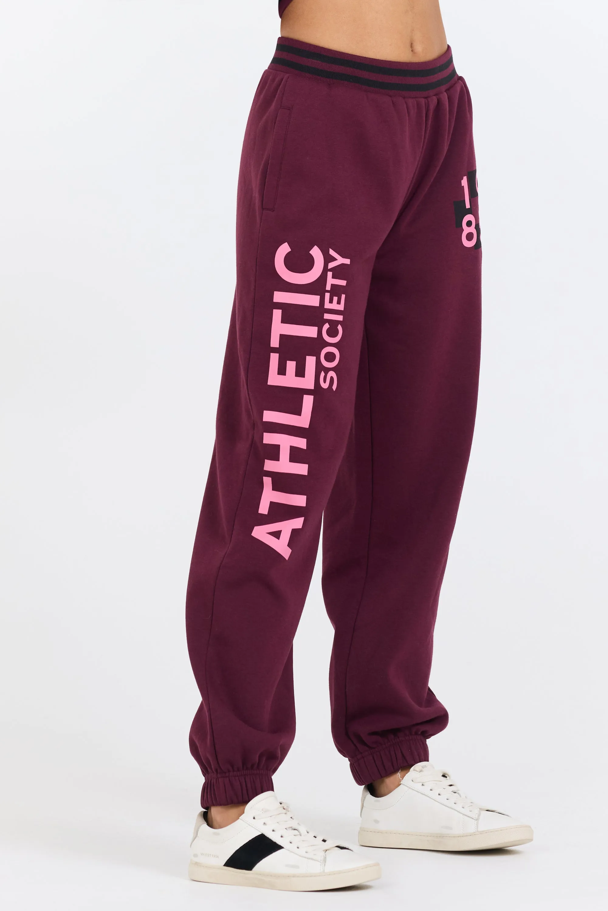 Cabernet W/ Rose Printed Heavy Surf Wash Jogger