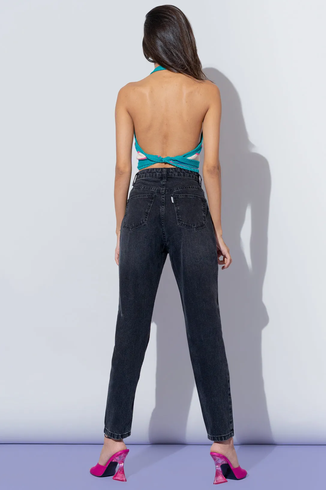 Charcoal Black Mom Fit Jeans