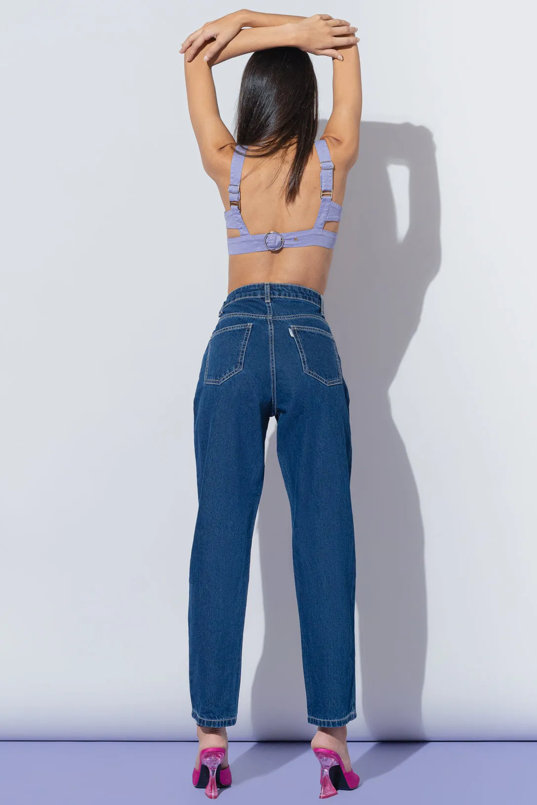 Contrast Blue Mom Jeans