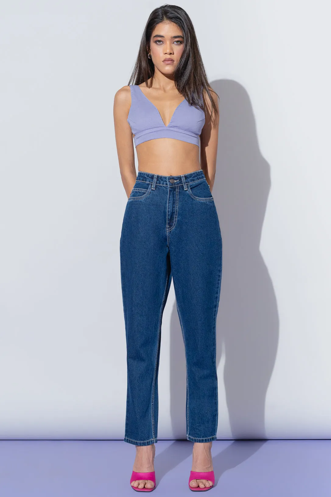 Contrast Blue Mom Jeans