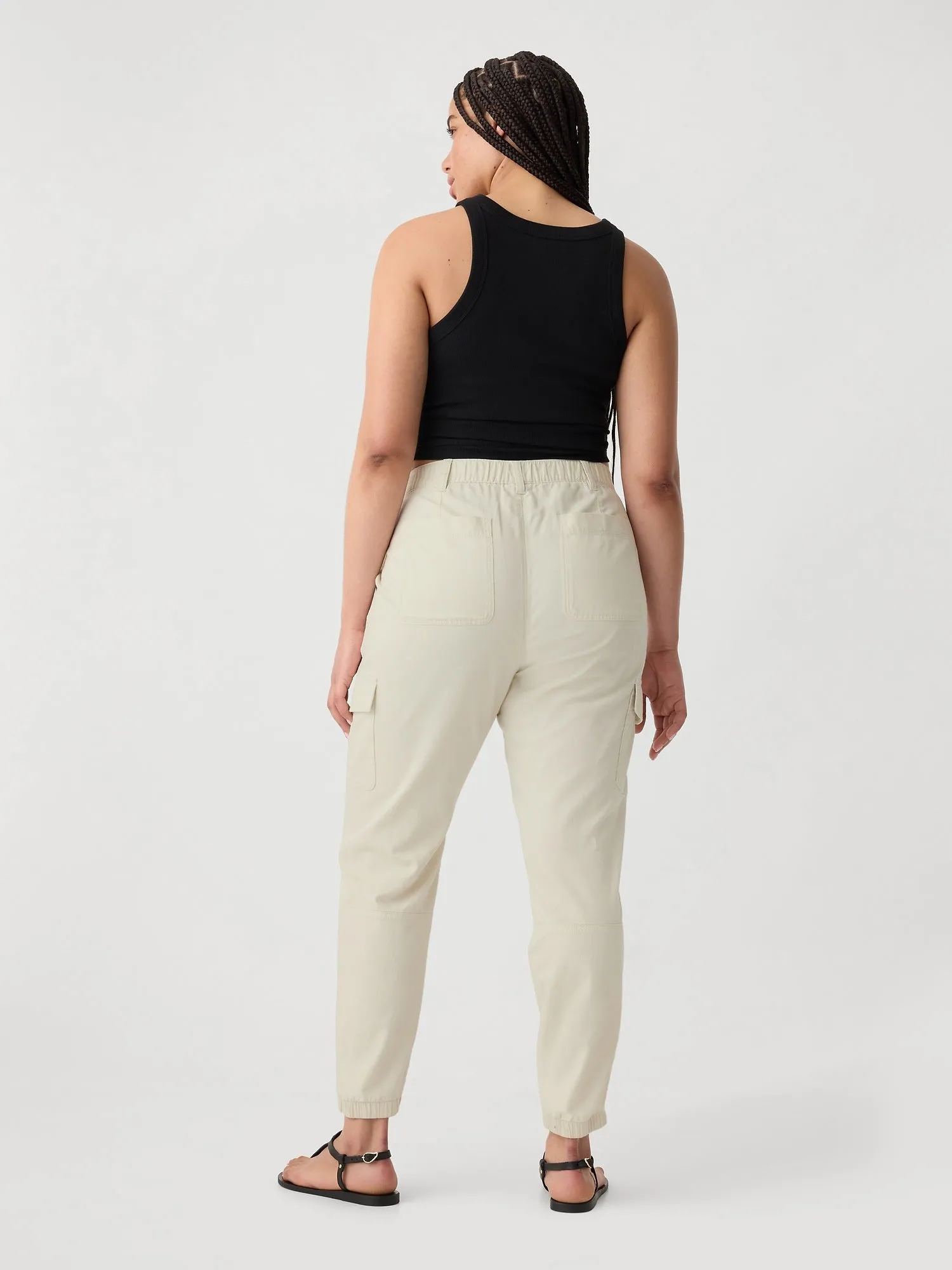 Cropped Twill Girlfriend Cargo Joggers with Washwell