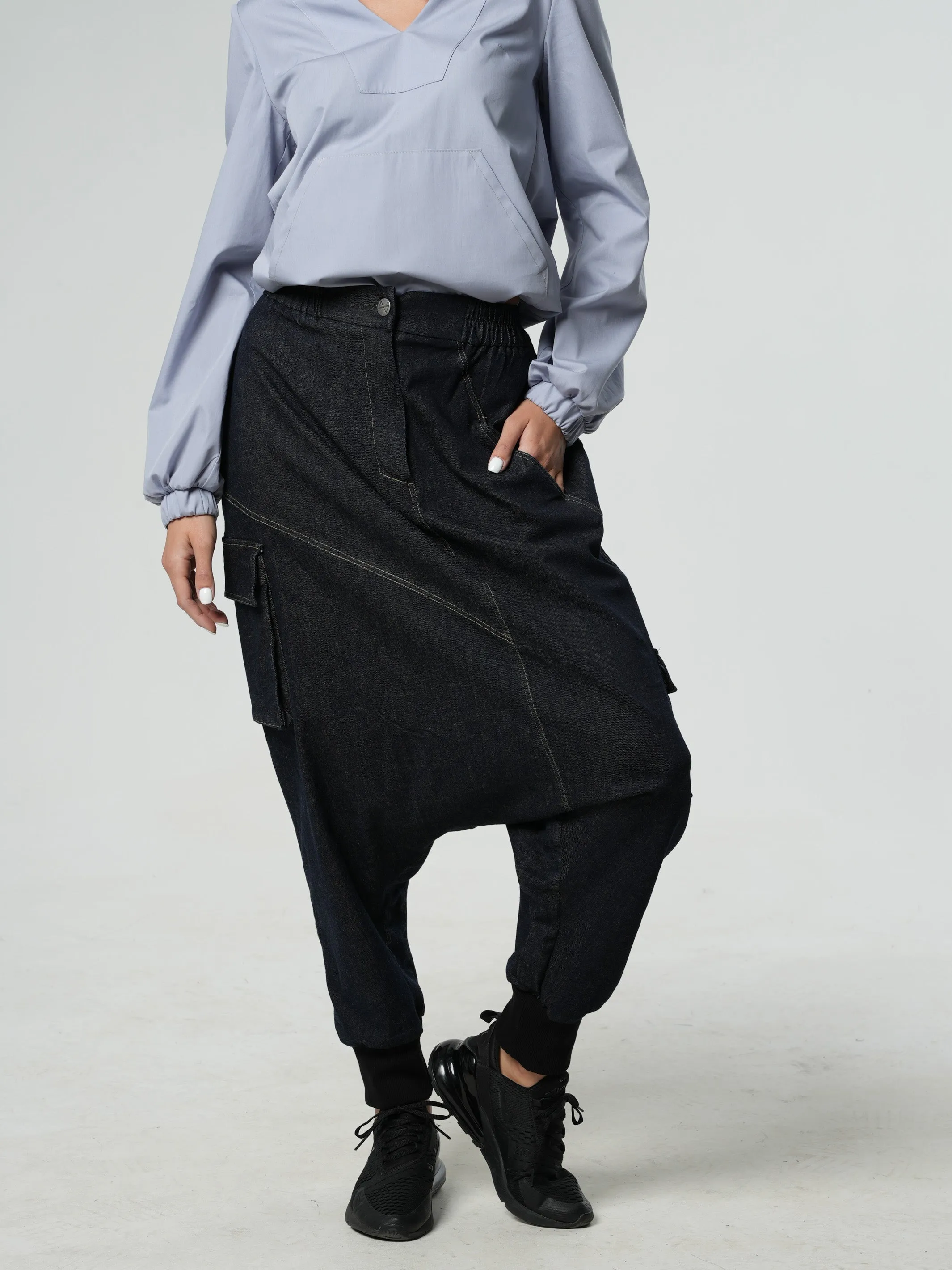 Denim Harem Pants