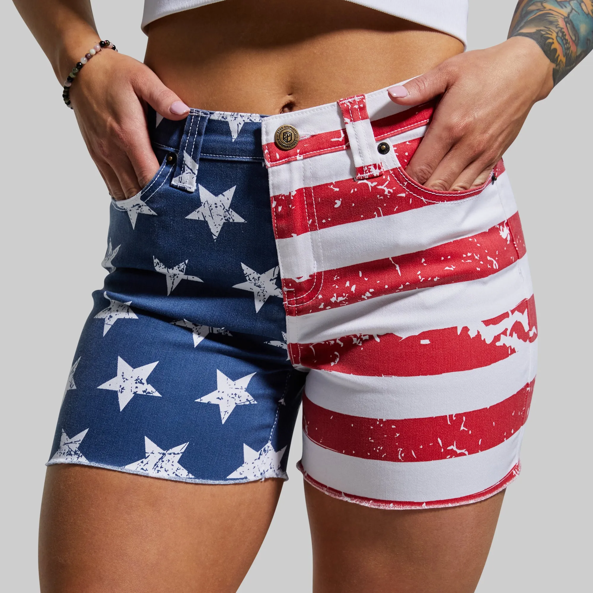 FLEX Stretchy Jean Short (Vintage American Flag)