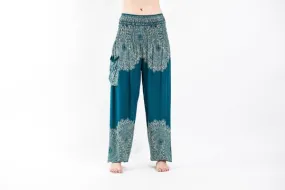 Floral Mandalas Harem Pants in Turquoise