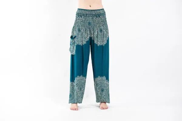 Floral Mandalas Harem Pants in Turquoise