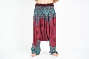 Geometric Mandalas Low Cut Harem Pants in Red