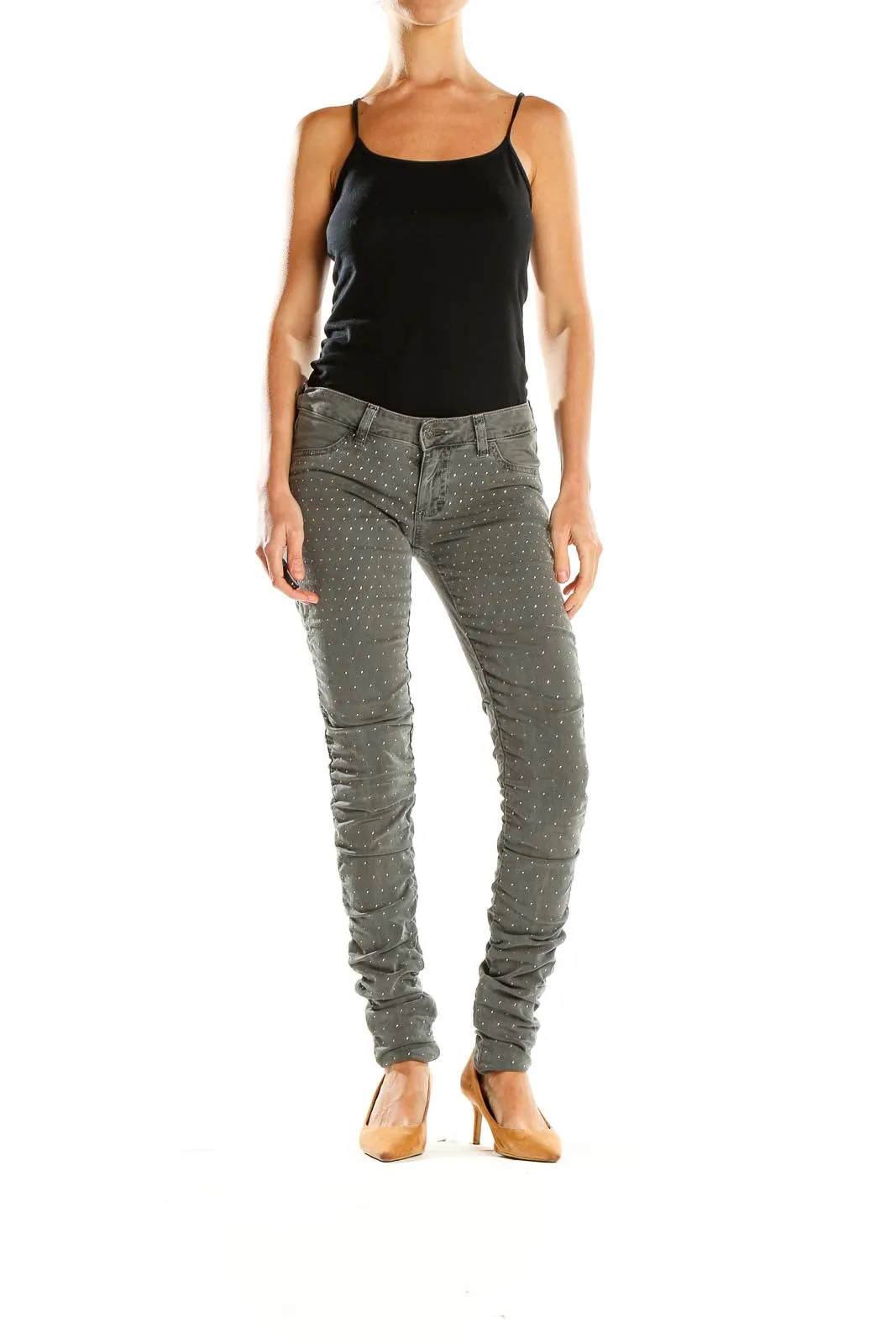 Gray Polka Dot Skinny Jeans