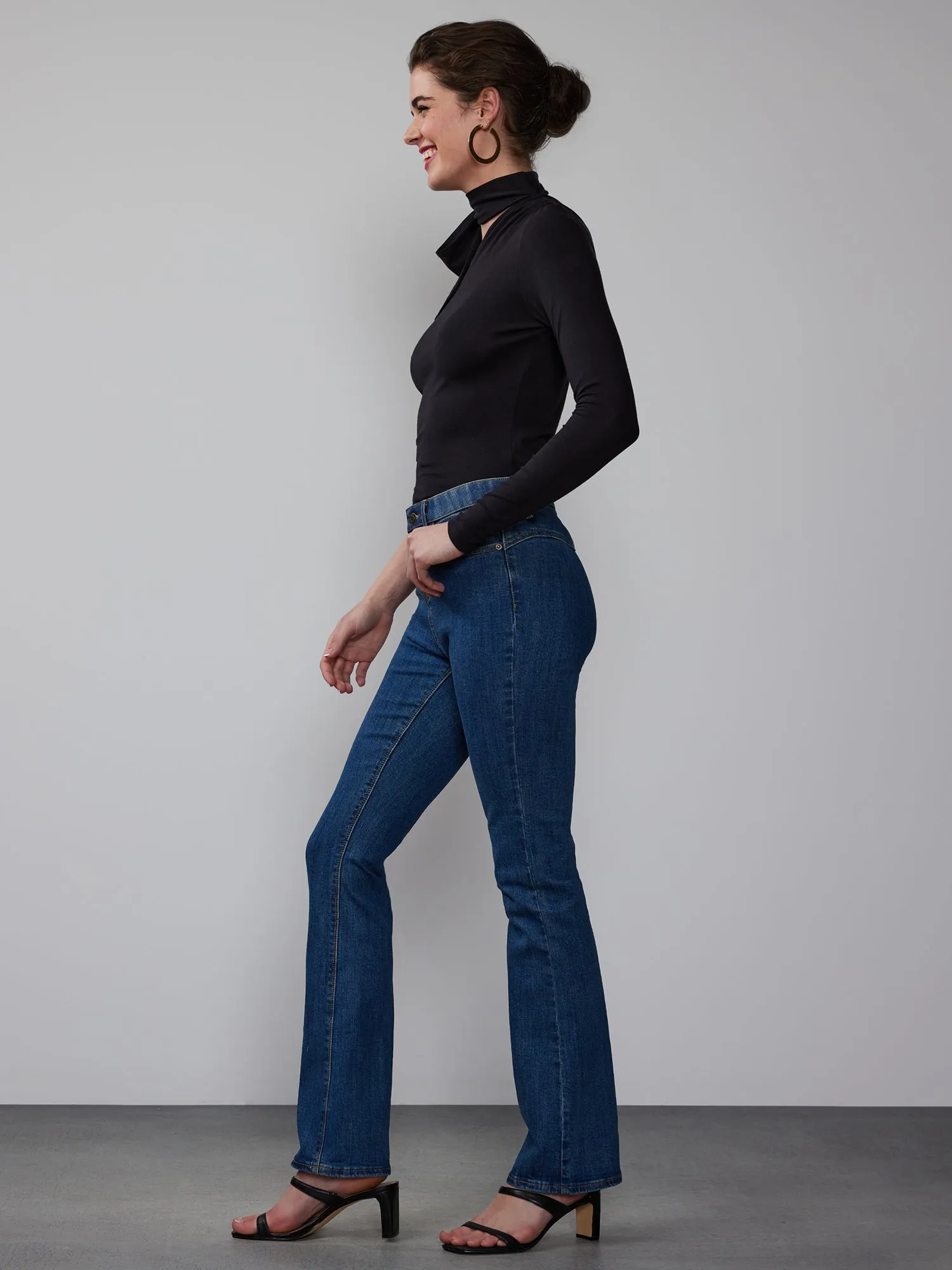 High Rise Curved Yoke Bootcut Jeans