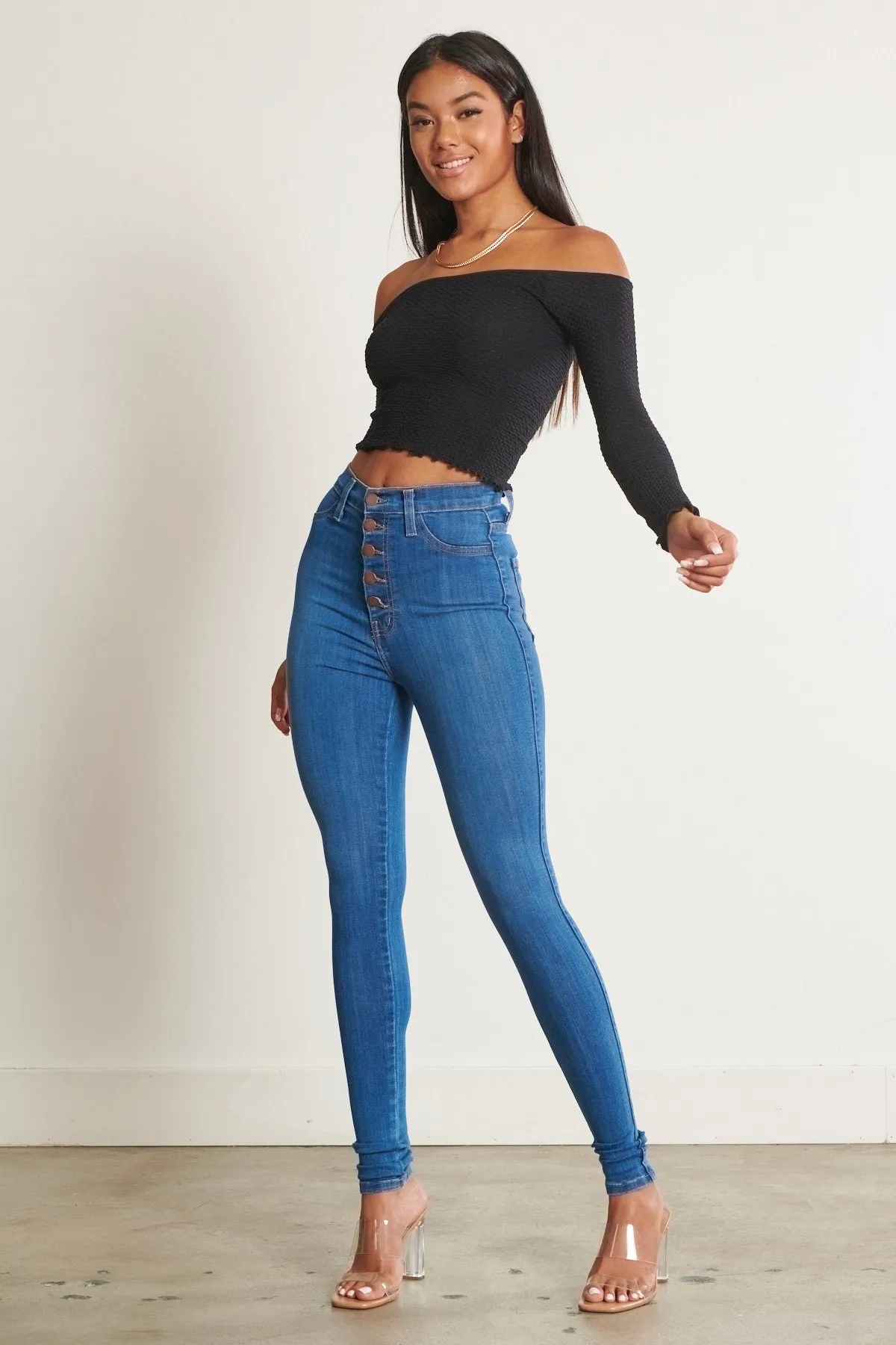 High Waisted Nora Button Up Jeans