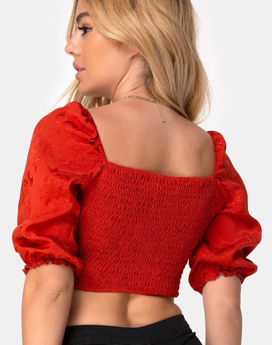 Lilian Crop Top in Satin Rose Rust