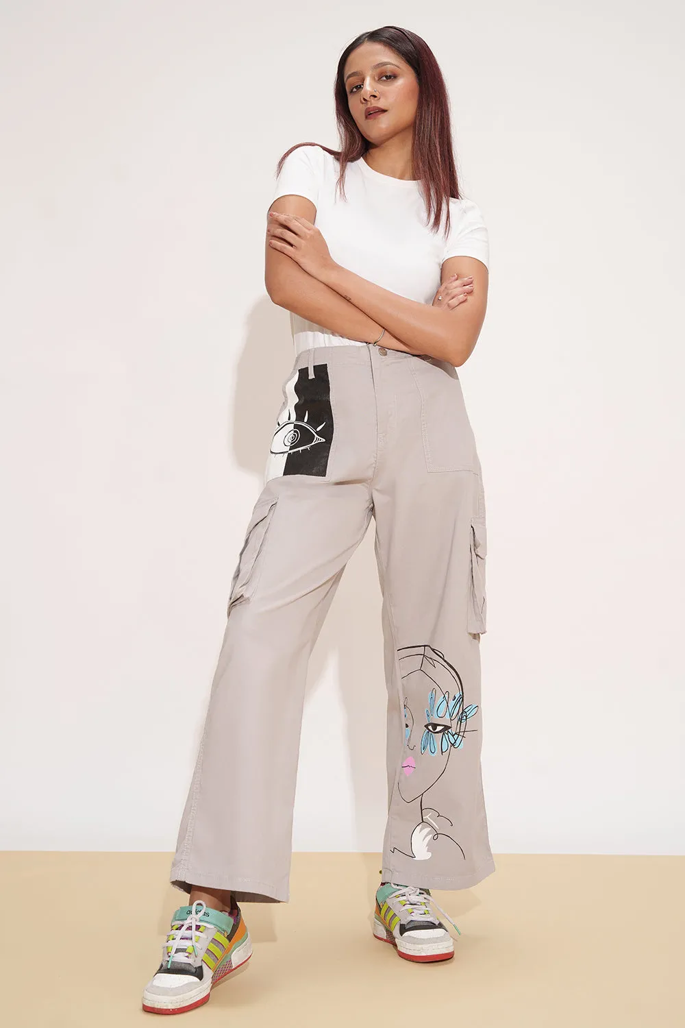 Line Art Luxe Grey Cargo Pants