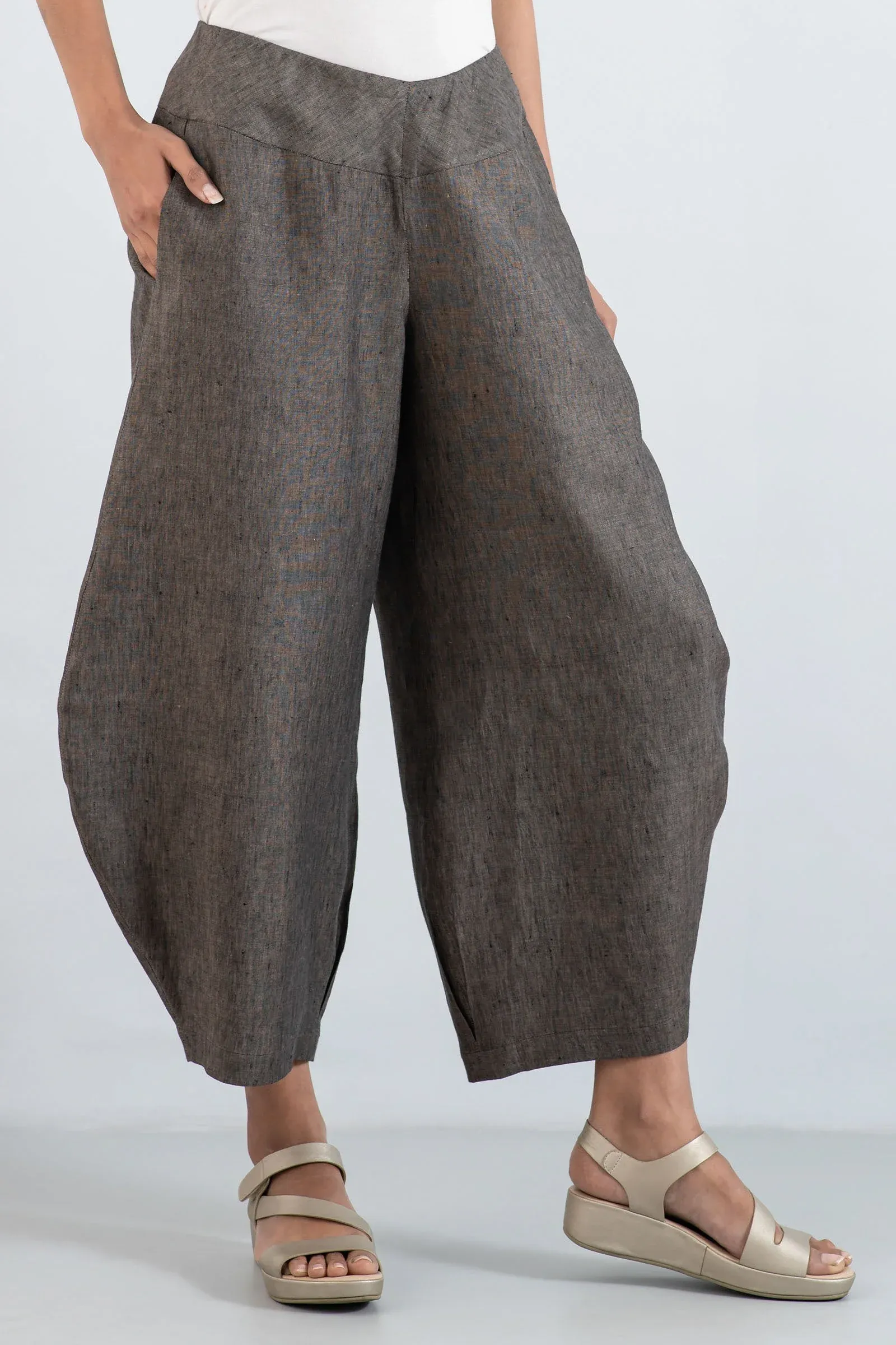 LINEN HAREM PANTS - ln1605-brn -