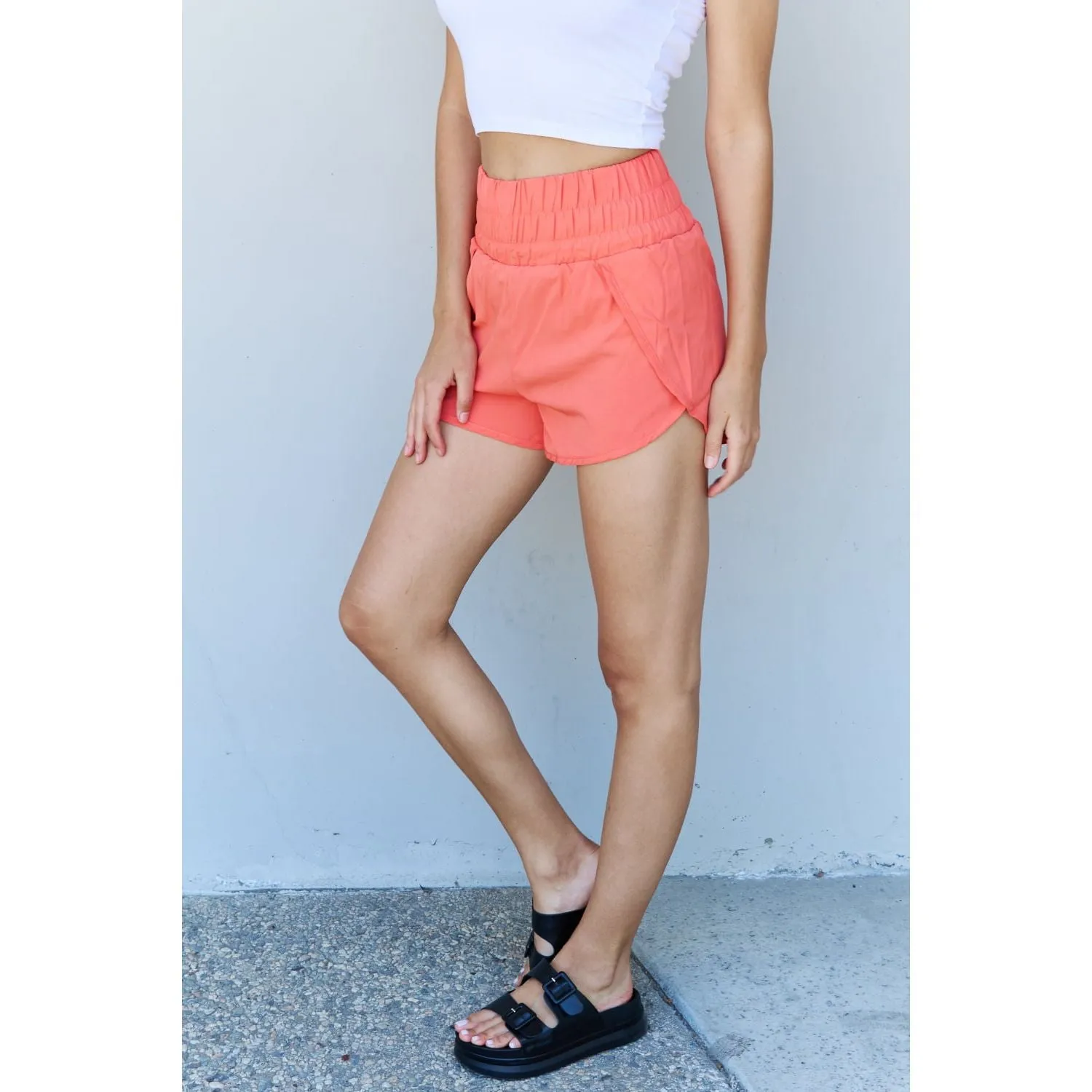 Mary Anne Coral High Waistband Active Shorts