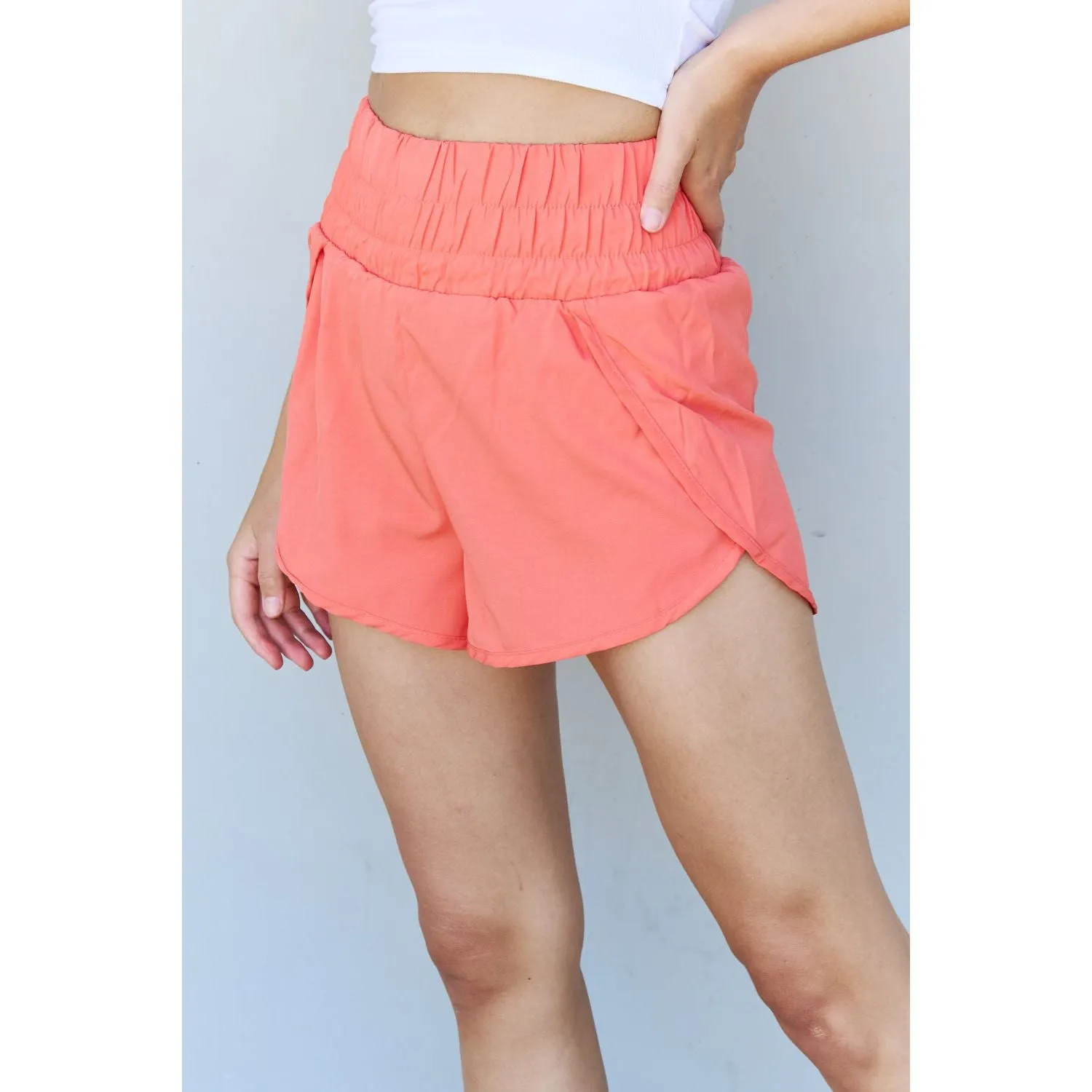 Mary Anne Coral High Waistband Active Shorts