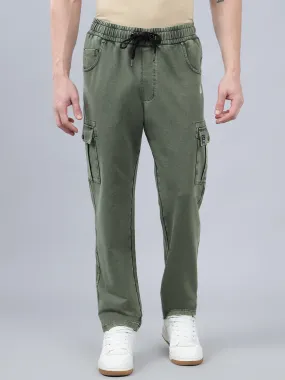 Men's Olive Green Solid Full Length Winter Cargo Pant