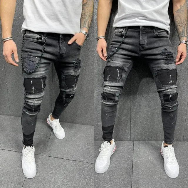 Men's Skinny Ripped Fashion Stretch Jeans