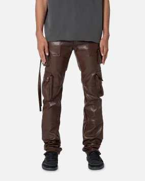 MNML D152 Leather Cargo Pants Brown