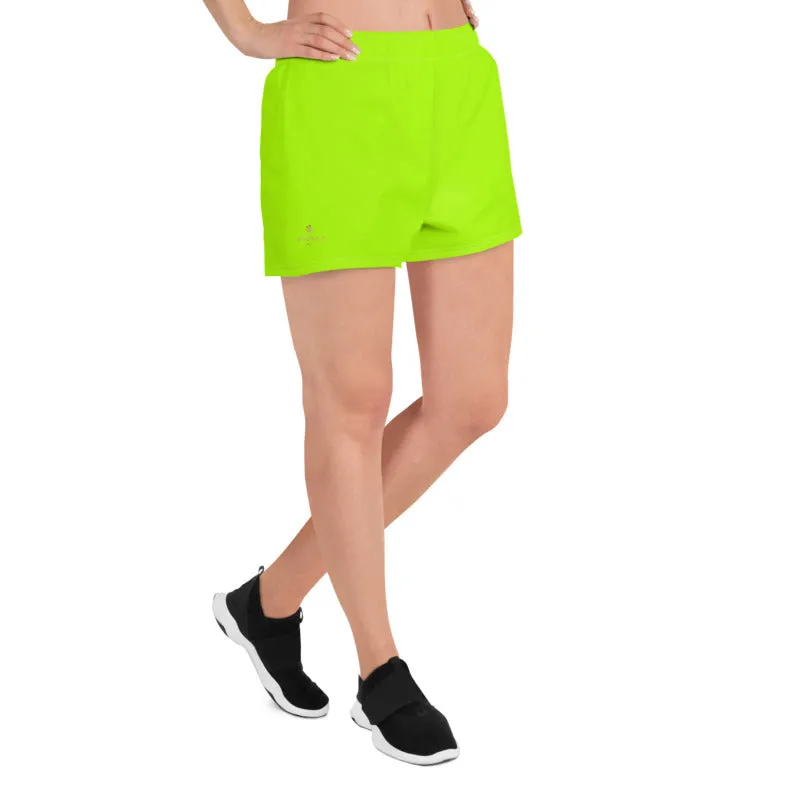 Neon Green Women's Shorts, Water-Repellent Microfiber Athletic Short Shorts, Made in EU