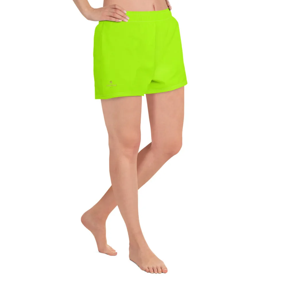 Neon Green Women's Shorts, Water-Repellent Microfiber Athletic Short Shorts, Made in EU