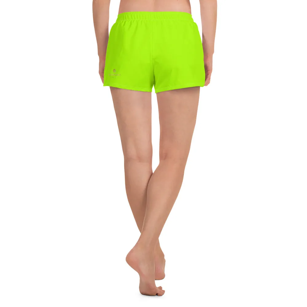 Neon Green Women's Shorts, Water-Repellent Microfiber Athletic Short Shorts, Made in EU