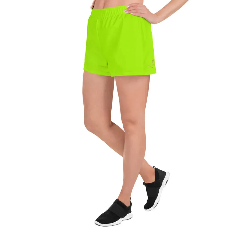 Neon Green Women's Shorts, Water-Repellent Microfiber Athletic Short Shorts, Made in EU