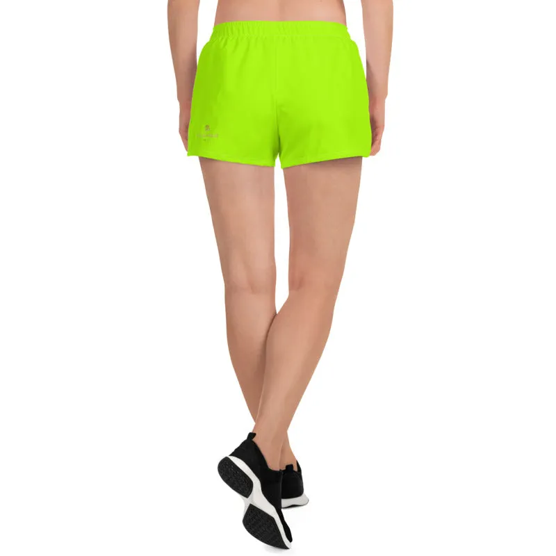 Neon Green Women's Shorts, Water-Repellent Microfiber Athletic Short Shorts, Made in EU