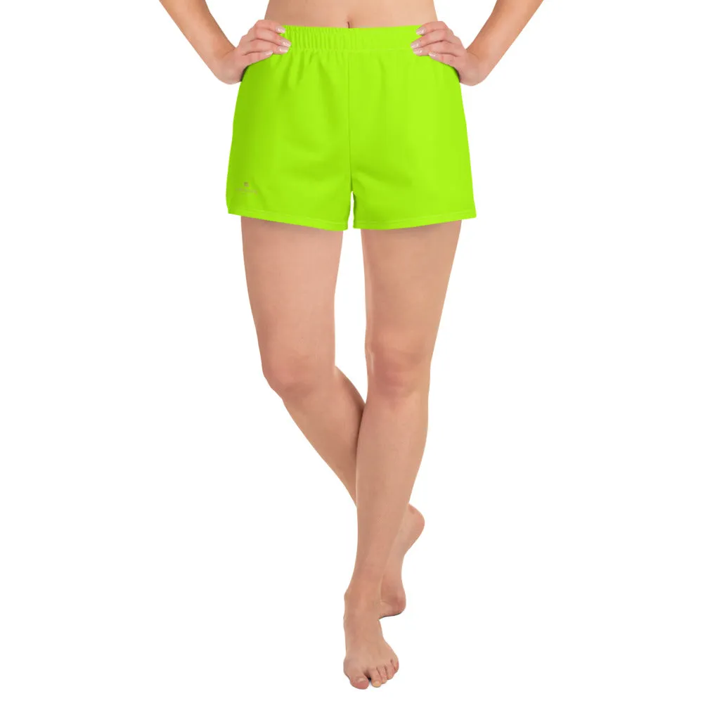 Neon Green Women's Shorts, Water-Repellent Microfiber Athletic Short Shorts, Made in EU