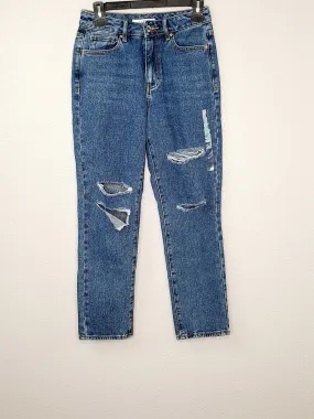 PacSun Los Angeles Women's Blue High Rise Distressed Mom Jeans Size 24