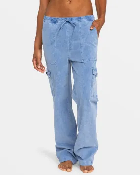 Precious Cargo Corduroy High Waisted Pants - Infinity Blue