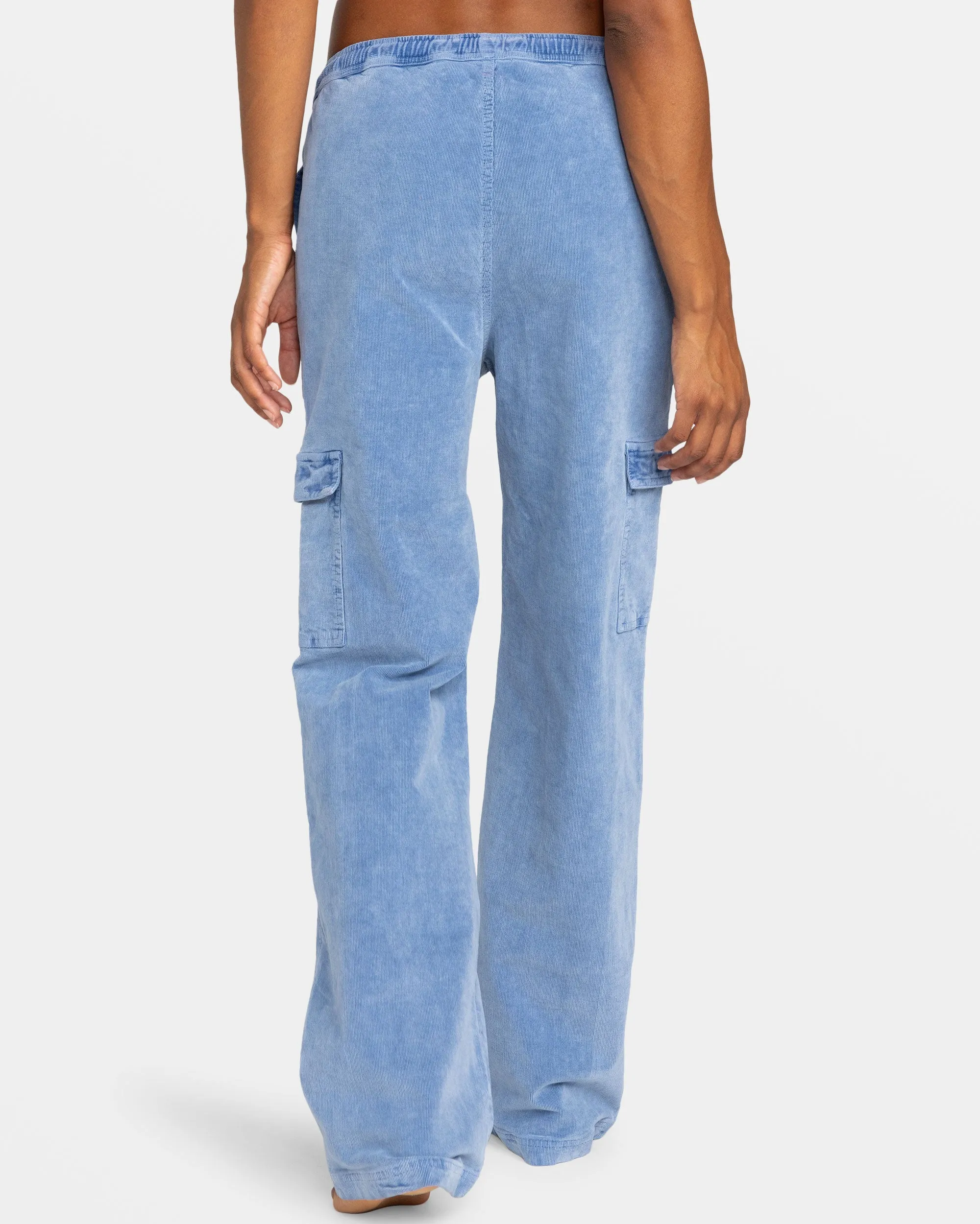 Precious Cargo Corduroy High Waisted Pants - Infinity Blue