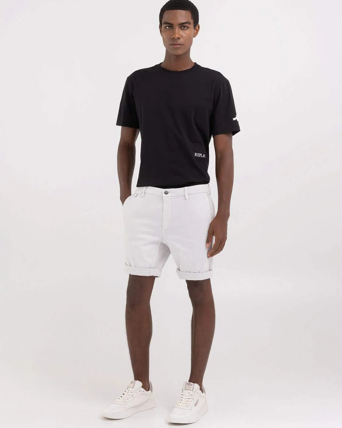 Replay Benni Hyperchino Colour XLITE Chino Shorts - Pearl Grey