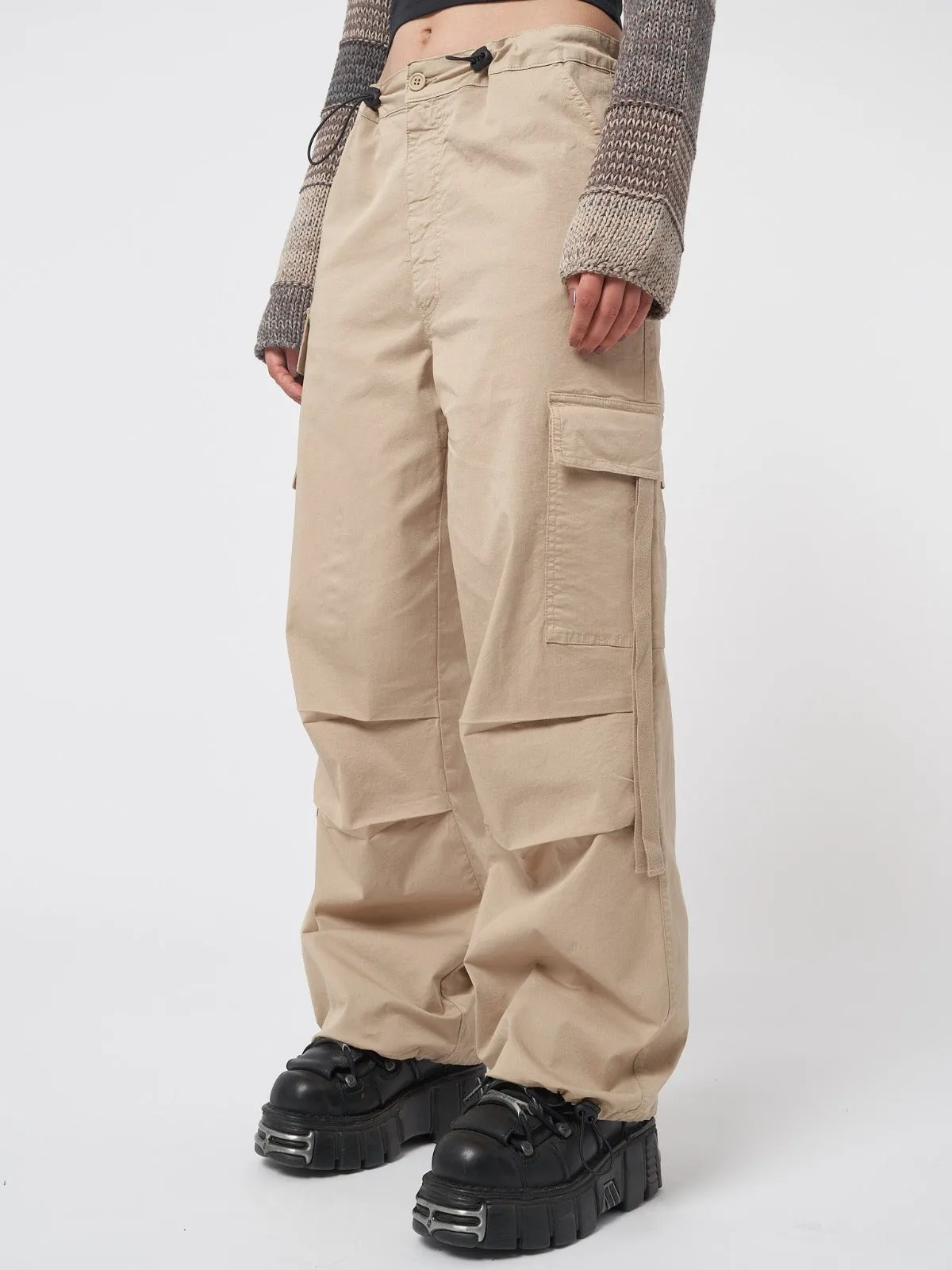 Rheo Beige Tech Cargo Pants