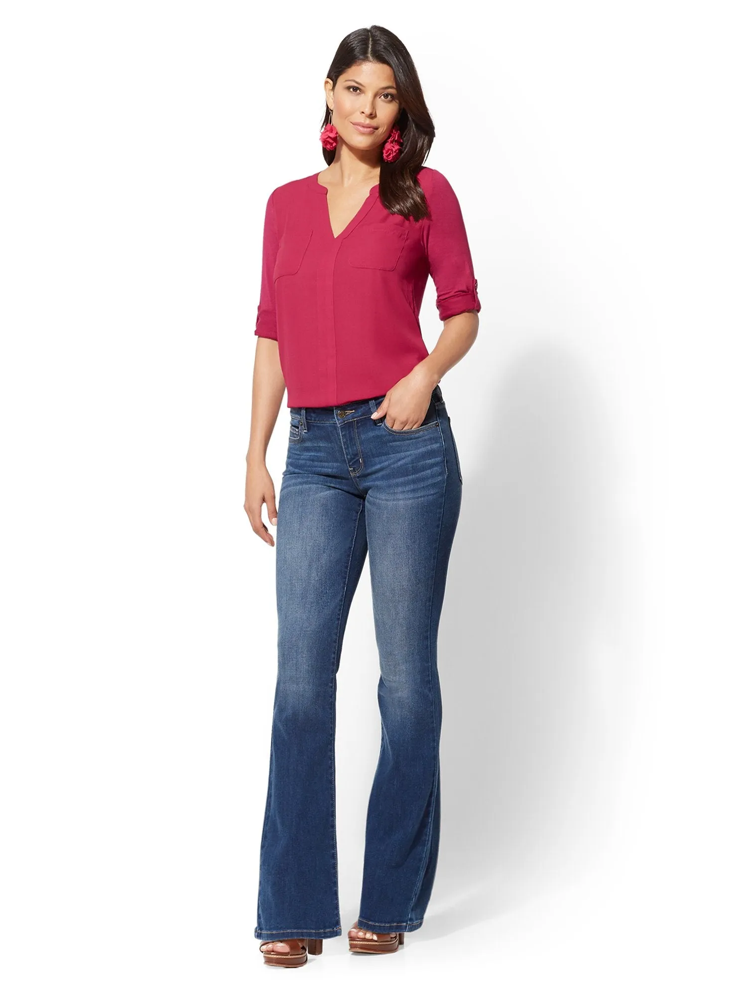 Tall Mid-Rise Curvy Bootcut Jeans - Blue Honey