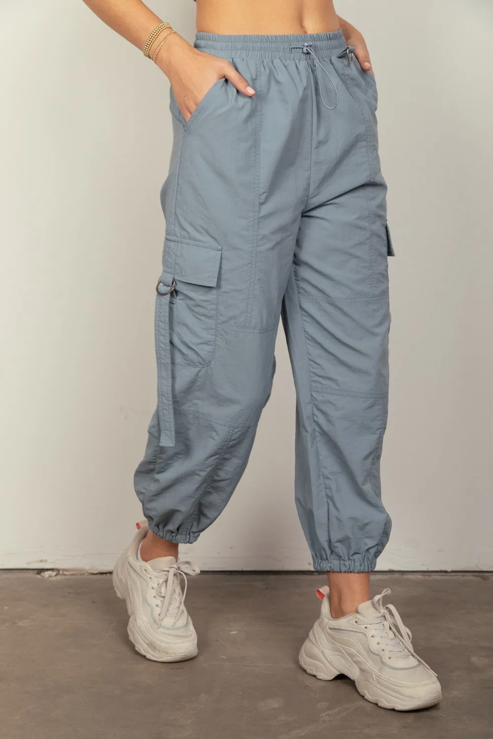 VERY J Elastic Waist Woven Cargo Pants