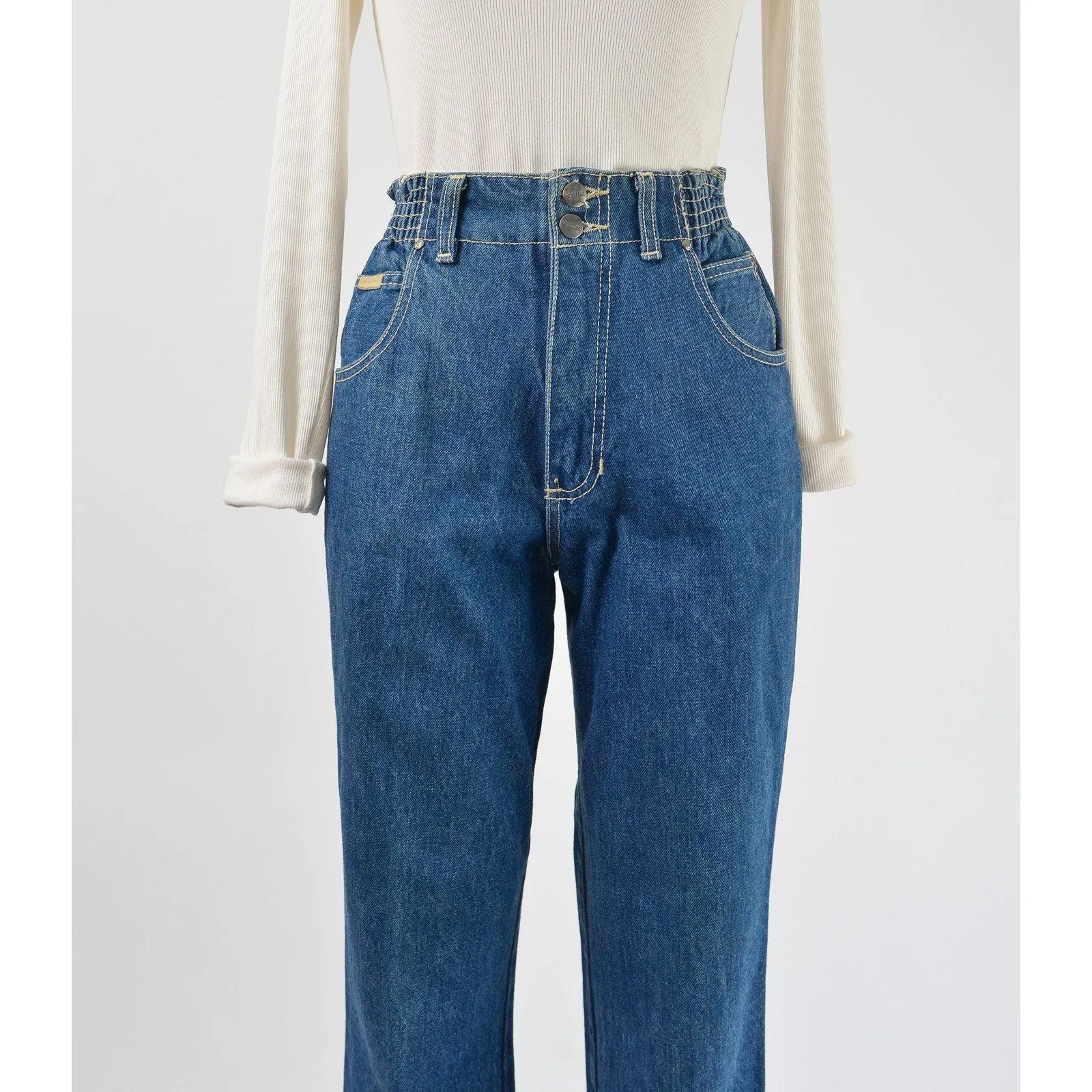 Vintage 80s GITANO Elastic High Waisted Tapered Leg Mom Jeans size M