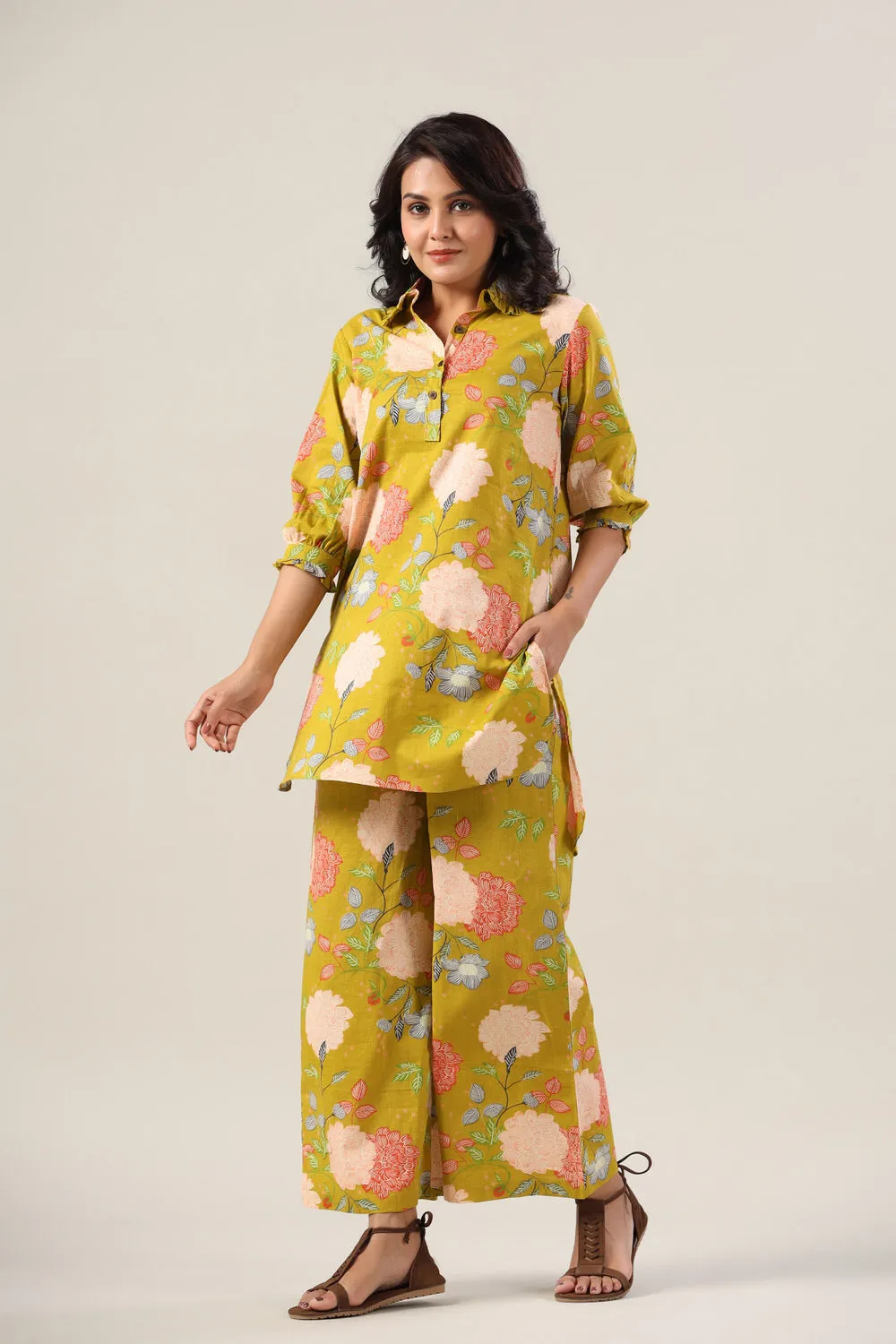 Wildflower Cotton Palazzo Palazzo Loungewear Set