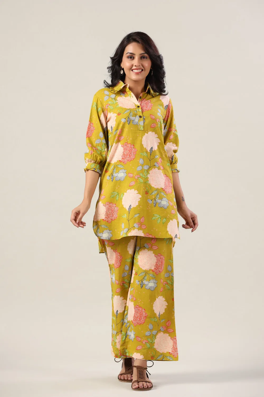 Wildflower Cotton Palazzo Palazzo Loungewear Set