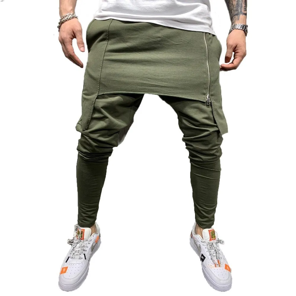 Zipper Double Layer Men Hip Hop Jogger Pants